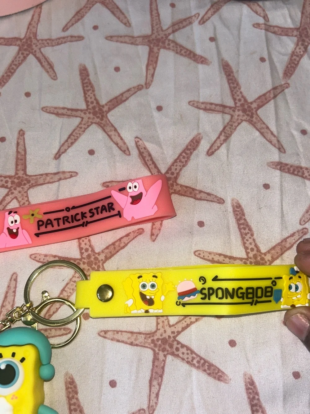 SpongeBob & Patrick Kids Keychain Set - Pink & Yellow